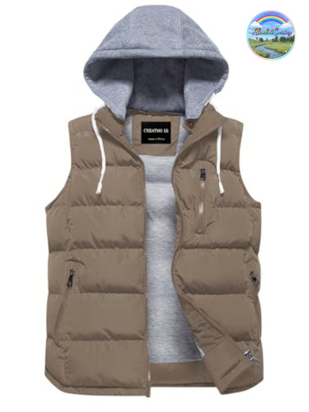 Womens Thick Padded Puffer Vest Sleeveless with Detachable Hood